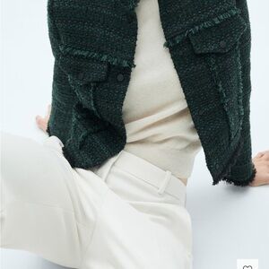 Mango Forest Green Textured Jacket